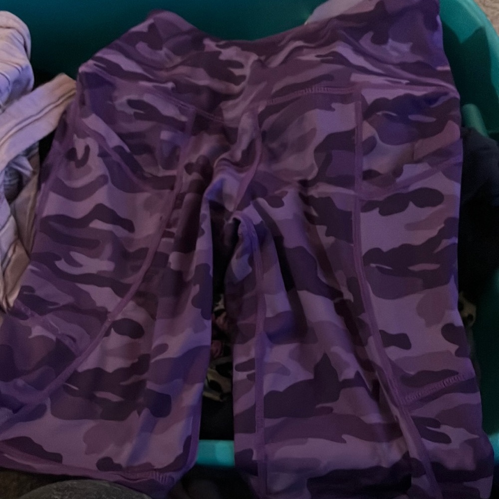 Camouflage, purple bike shorts
